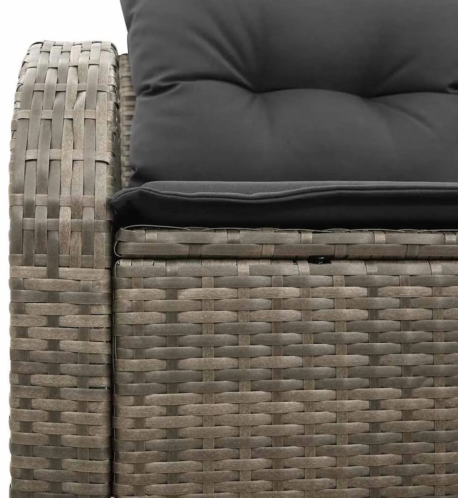Sofá de Jardim para Dois com Almofadas Cinzentas de Rattan Sintético