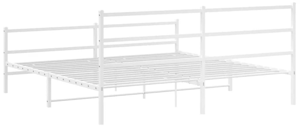 Estrutura de cama com cabeceira e pés 200x200 cm metal branco