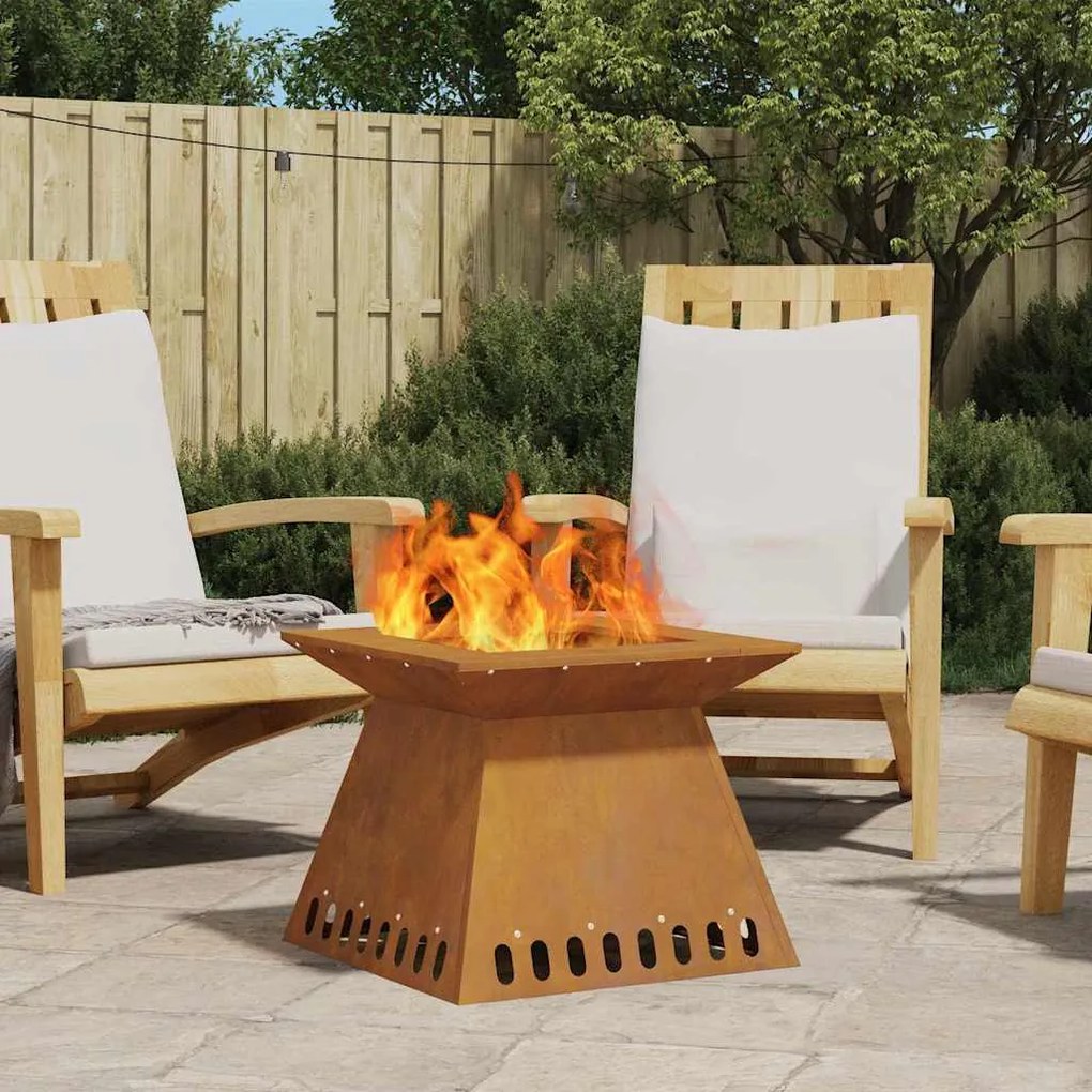 vidaXL Fire Pit Castanho 48 x 48 x 40 cm Aço resistente às intempéries