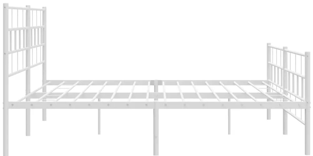 Estrutura de cama com cabeceira e pés 200x200 cm metal branco