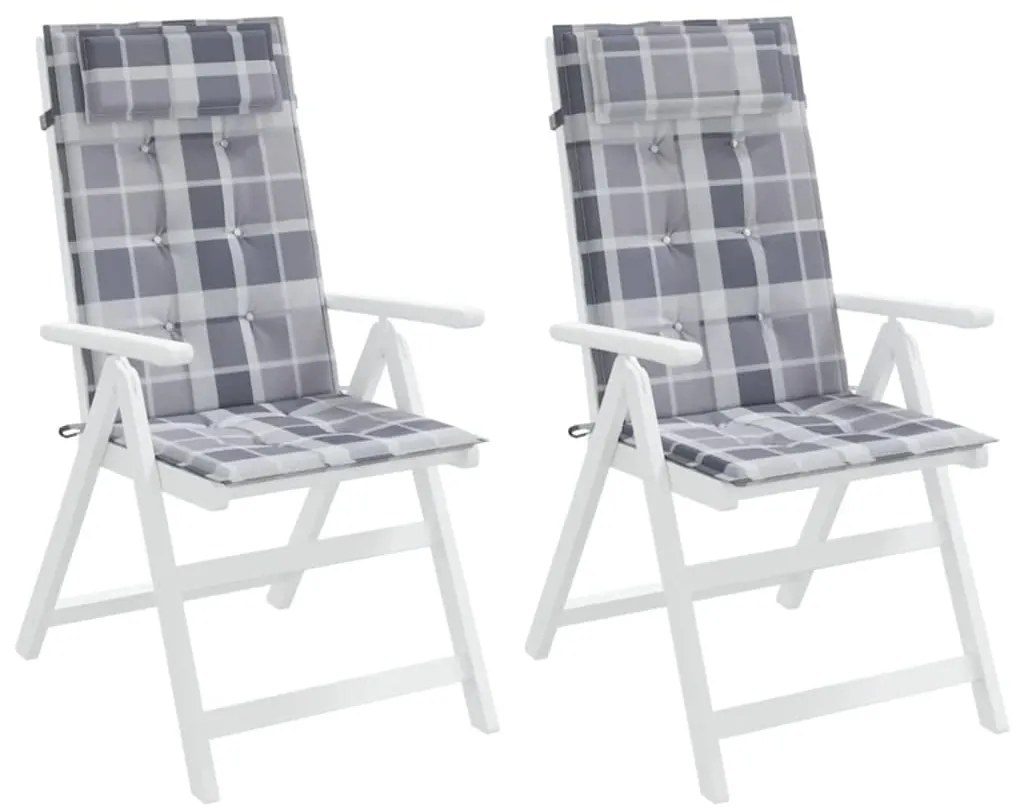 Almofadões cadeira encosto alto 2pcs tecido oxford xadrez cinza