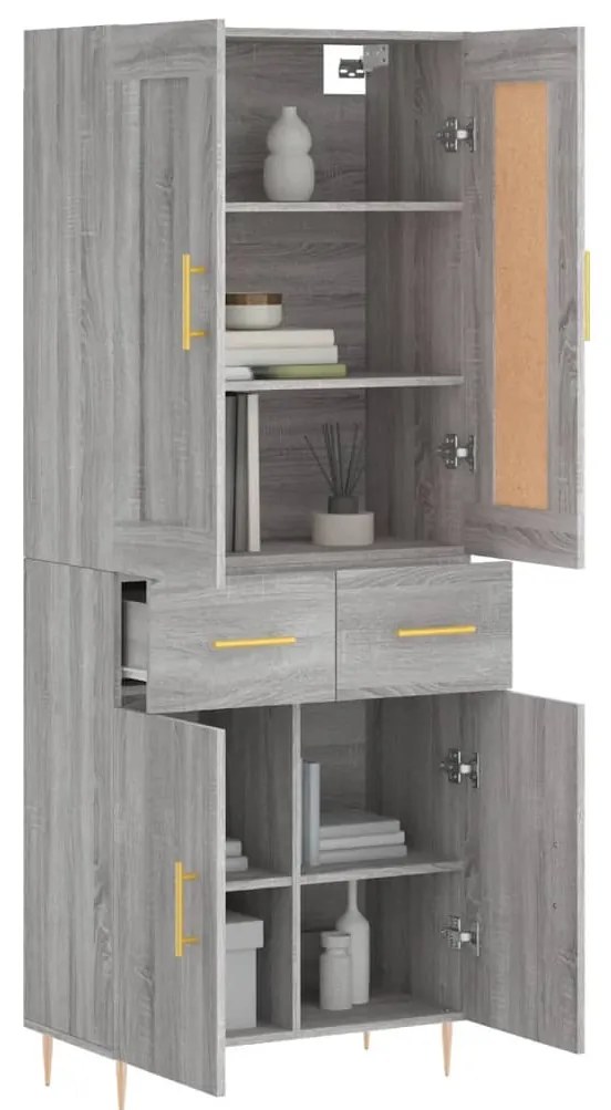 Armário alto 69,5x34x180 cm derivados de madeira sonoma cinza