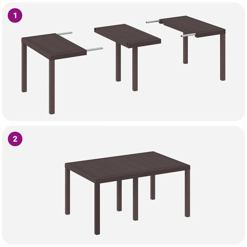 Conjunto de Jantar de Jardim 5 pcs Castanho 150 x 100 x 73 cm