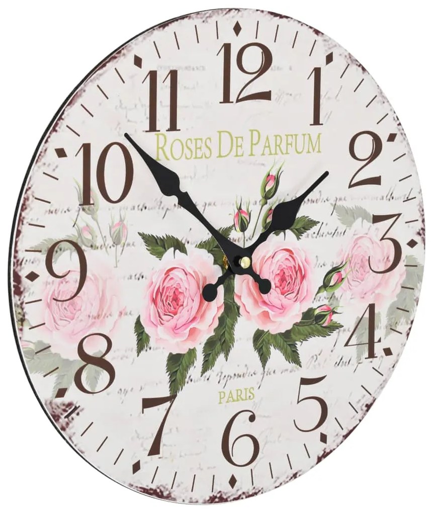 Relógio de parede vintage florido 30 cm