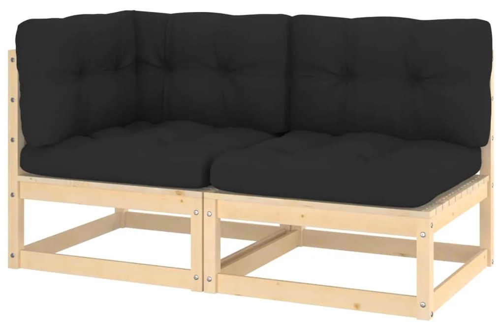 vidaXL 2 pcs conjunto lounge de jardim com almofadões pinho maciço