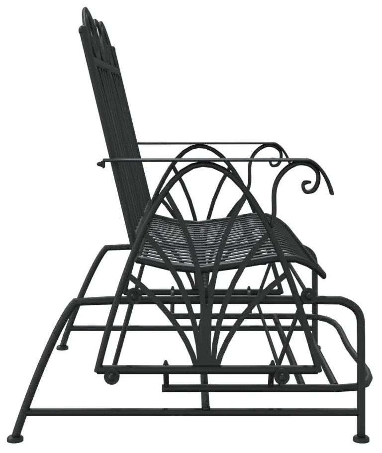 Banco de alpendre de 2 lugares 114 cm aço preto