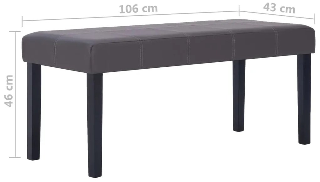 Banco 106 cm couro artificial cinzento
