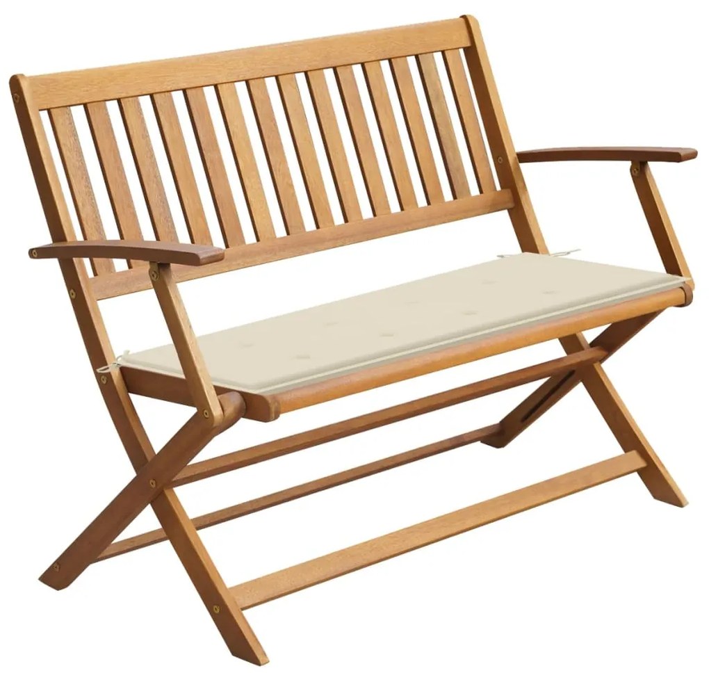 3064241 vidaXL Banco de jardim c/ almofadão 120 cm madeira de acácia maciça