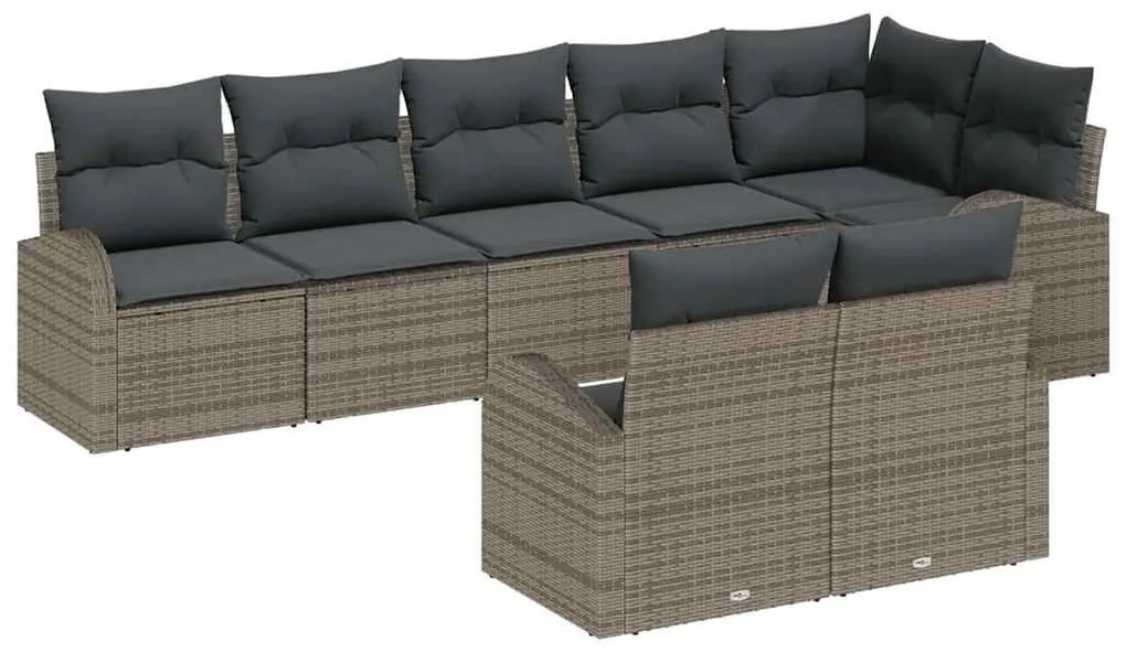 Conjunto de Sofá de Jardim vidaXL 8 Peças com Almofadas Cinza Rattan Poliéster
