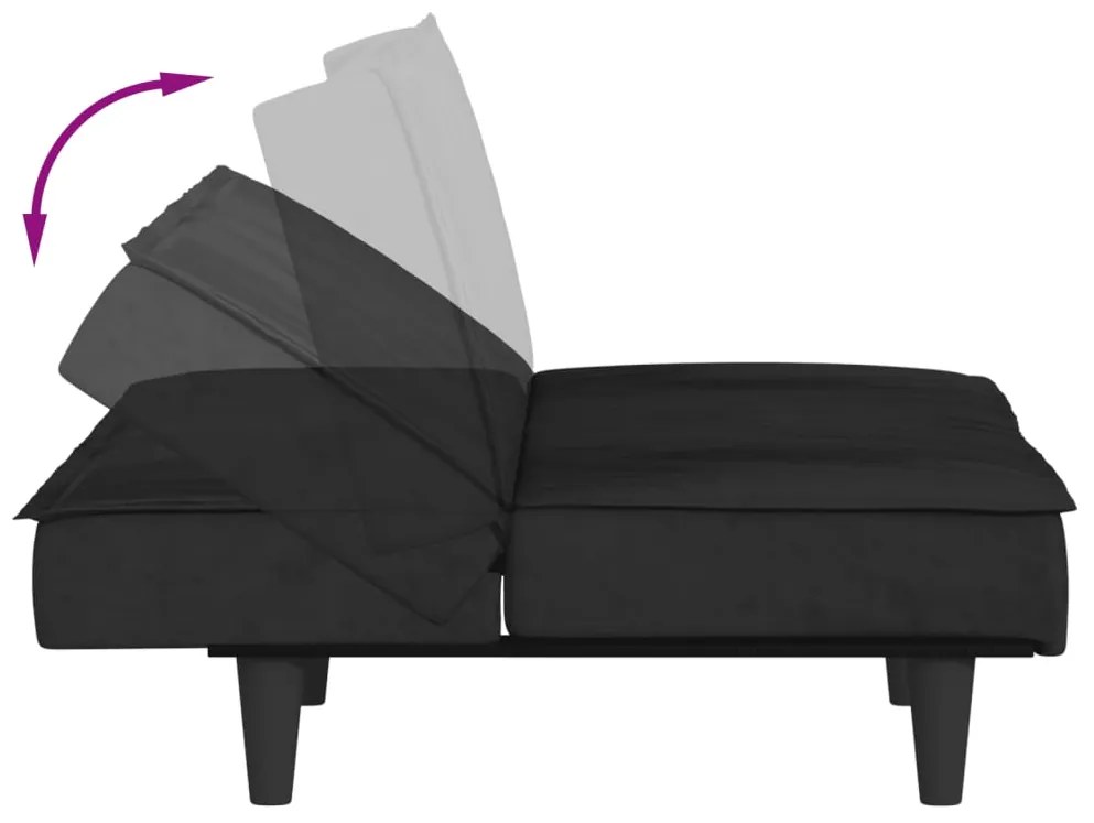 Sofá-cama veludo preto