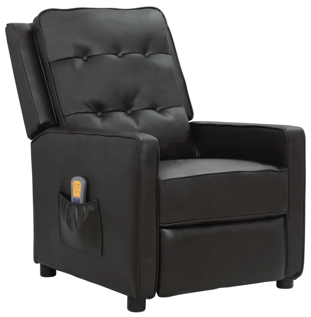 338978 vidaXL Poltrona massagens reclinável couro artificial brilhante preto