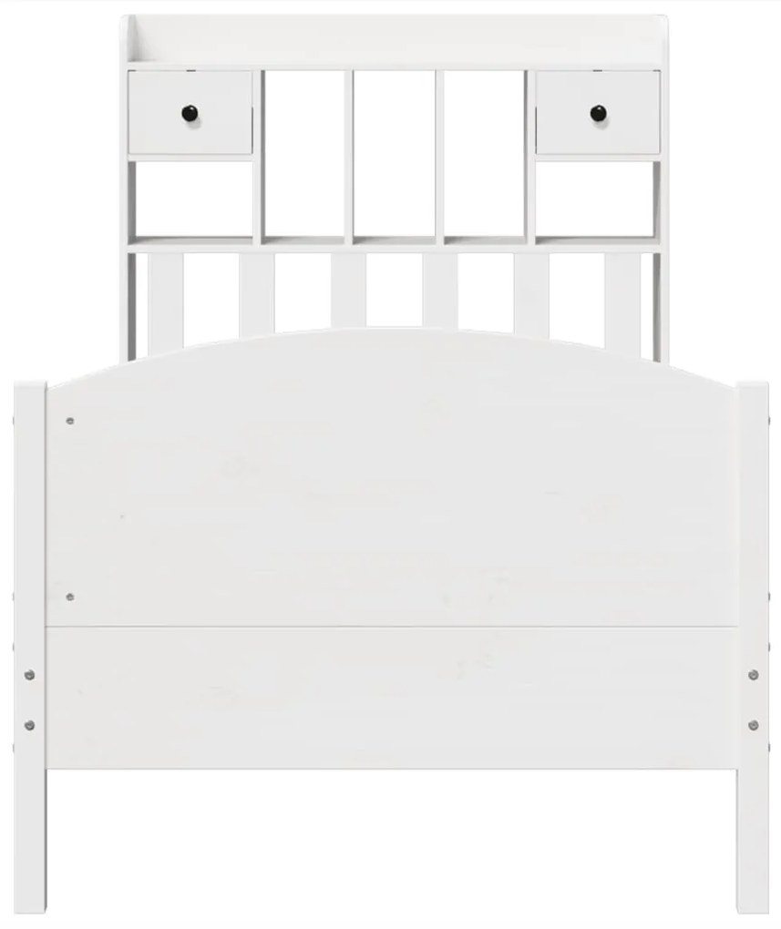 Cama com estante sem colchão 100x200 cm pinho maciço branco