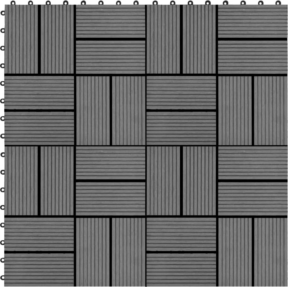 Ladrilhos de pavimento 22 pcs WPC 2m² 30x30 cm cinzento
