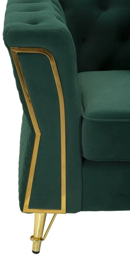 POLTRONA EMY COM ALMOFADA 104X83X76 CM VERDE E DOURADO
