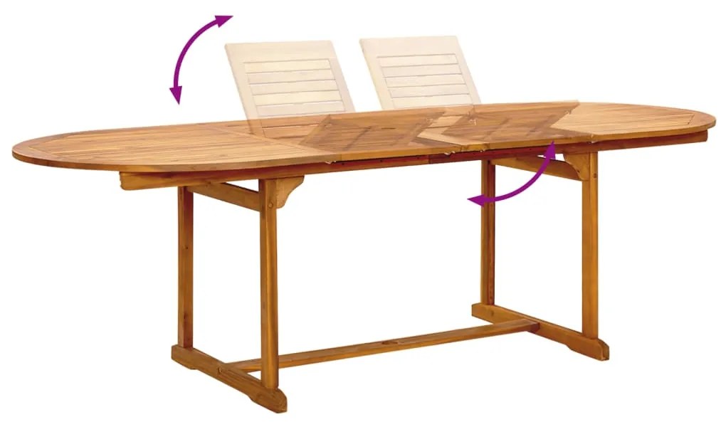 7 pcs conjunto de jantar para jardim acácia maciça e textilene