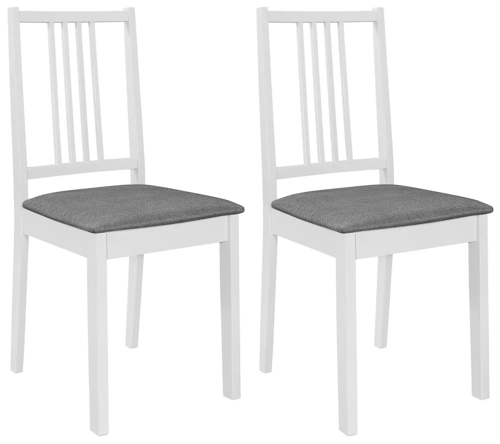 247636 vidaXL Cadeiras de jantar com almofadões 2 pcs madeira maciça branco