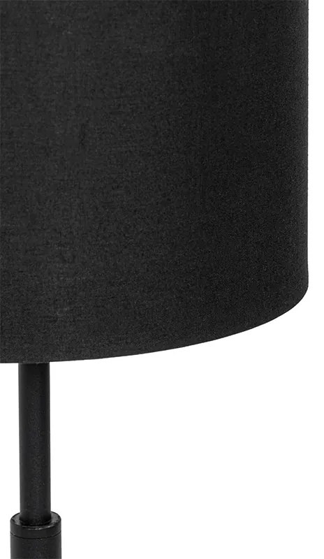 Candeeiro de mesa moderno com abajur em tecido preto e dourado - VT 1 Moderno