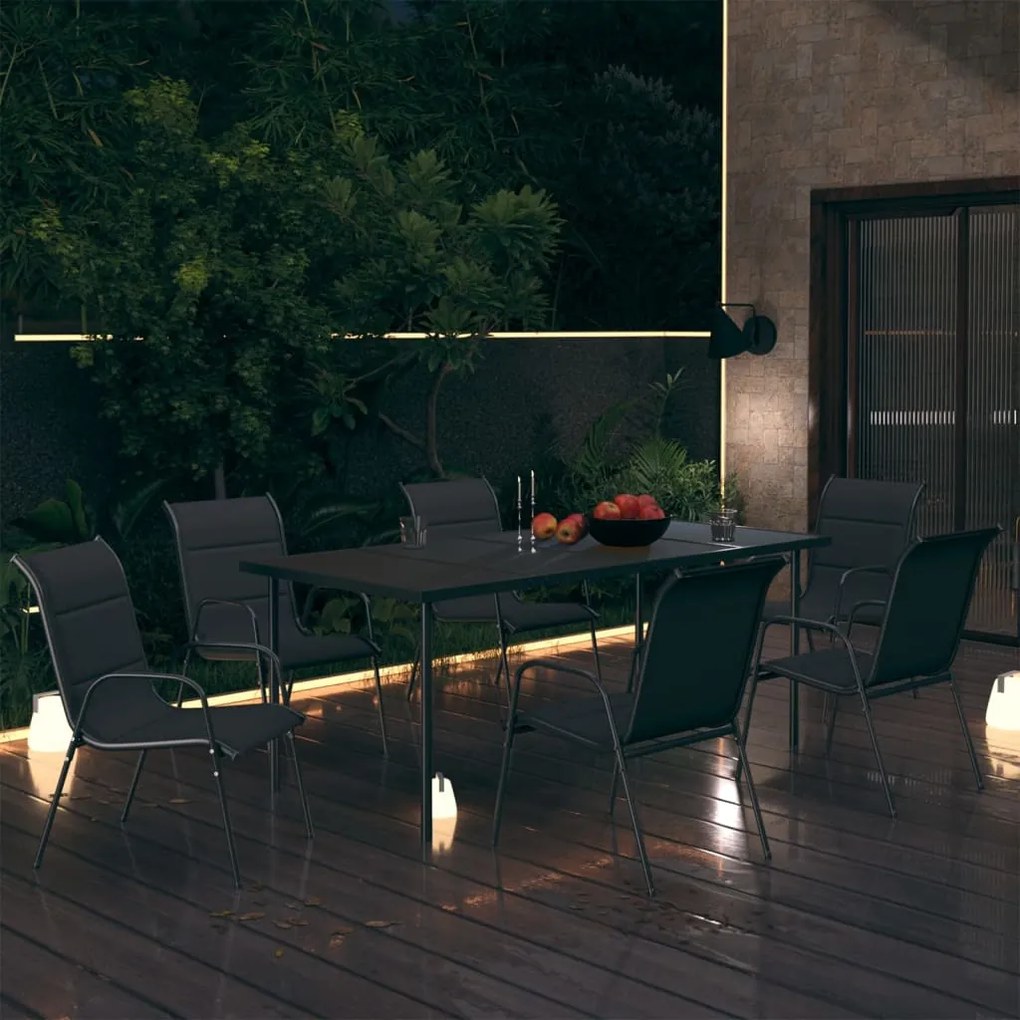 3073473 vidaXL 7 pcs conjunto de jantar para exterior aço antracite
