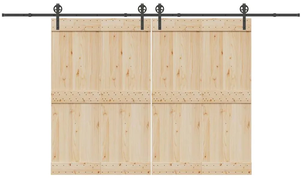 Kit de ferragens para porta deslizante 400 cm aço preto