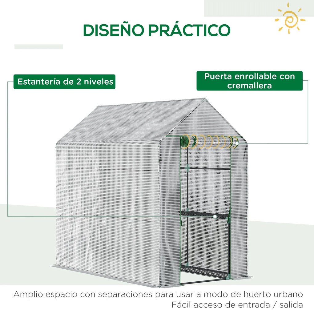 Estufa de Jardim Estufa Caseira com 4 Prateleiras Porta Enrolável Cobe