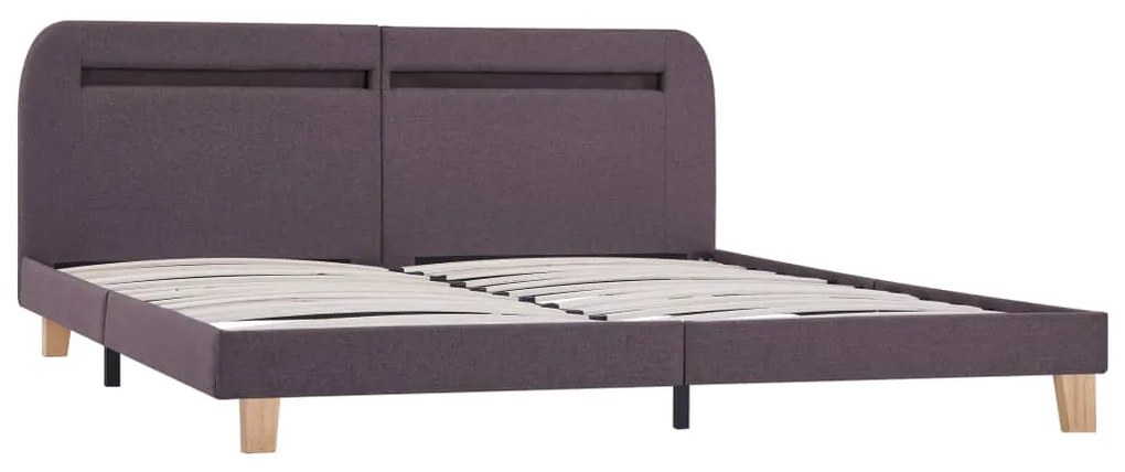 Estrutura cama c/ LEDs em tecido 160x200cm cinzento-acastanhado