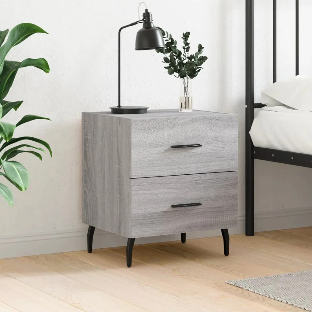 vidaXL Mesa cabeceira 40x35x47,5 cm derivados madeira sonoma cinza