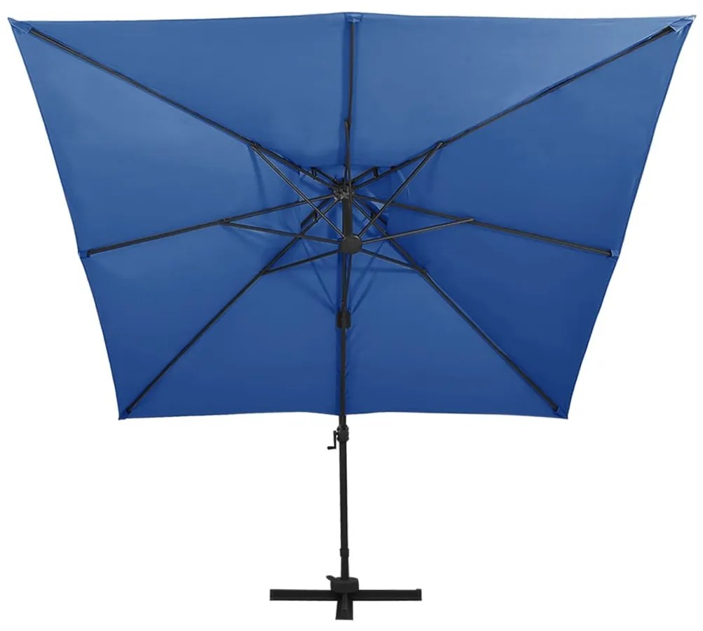 Guarda-sol jardim cantilever toldo duplo 300x300 cm azul-ciano