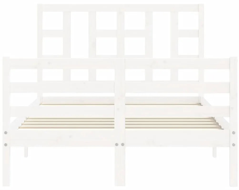 Estrutura de cama com cabeceira 120x200cm madeira maciça branco