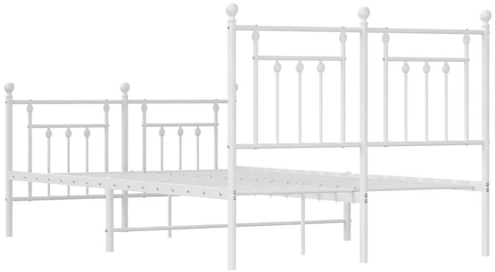 Estrutura de cama com cabeceira e pés 120x200 cm metal branco