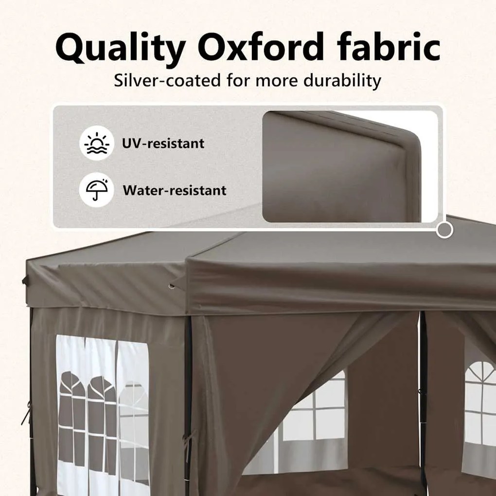 Tenda festas dobrável paredes laterais 3x3 m cinza-acastanhado