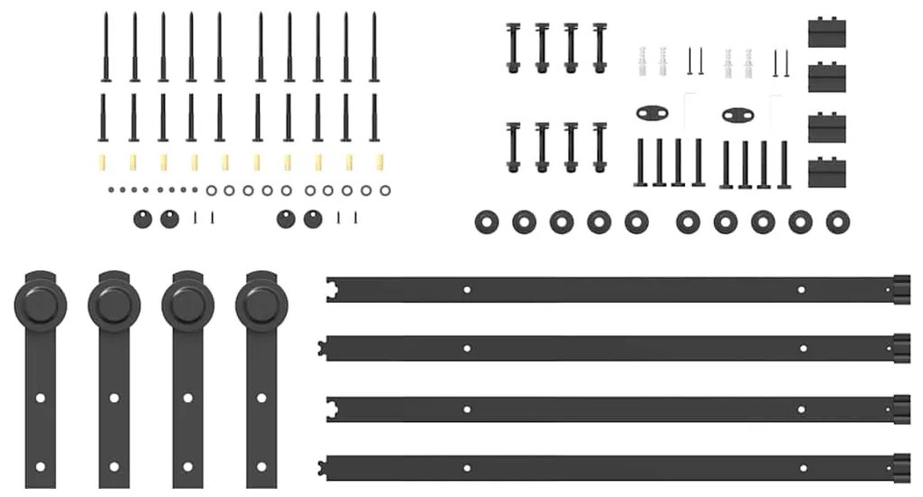 Kit de ferragens para porta deslizante 200 cm aço preto