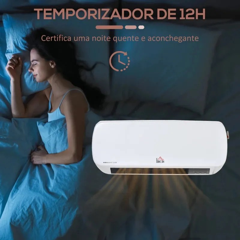 Aquecedor Cerâmico de Parede 1000W/2000W com Controle Remoto