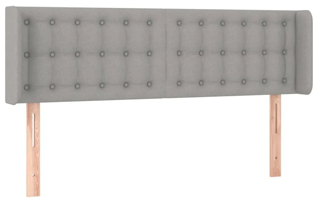 Cabeceira cama c/ luzes LED tecido 147x16x78/88 cm cinza-claro