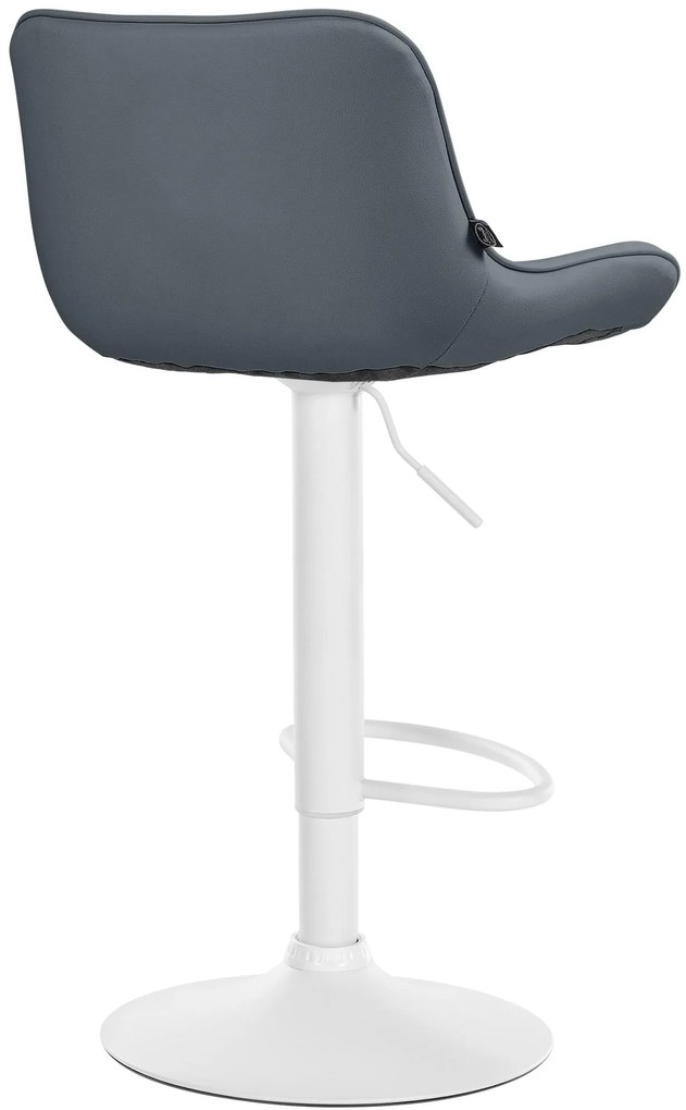 Banco alto em couro sintético com estrutura branca 85-106 x 49 x 51 cm cinzento