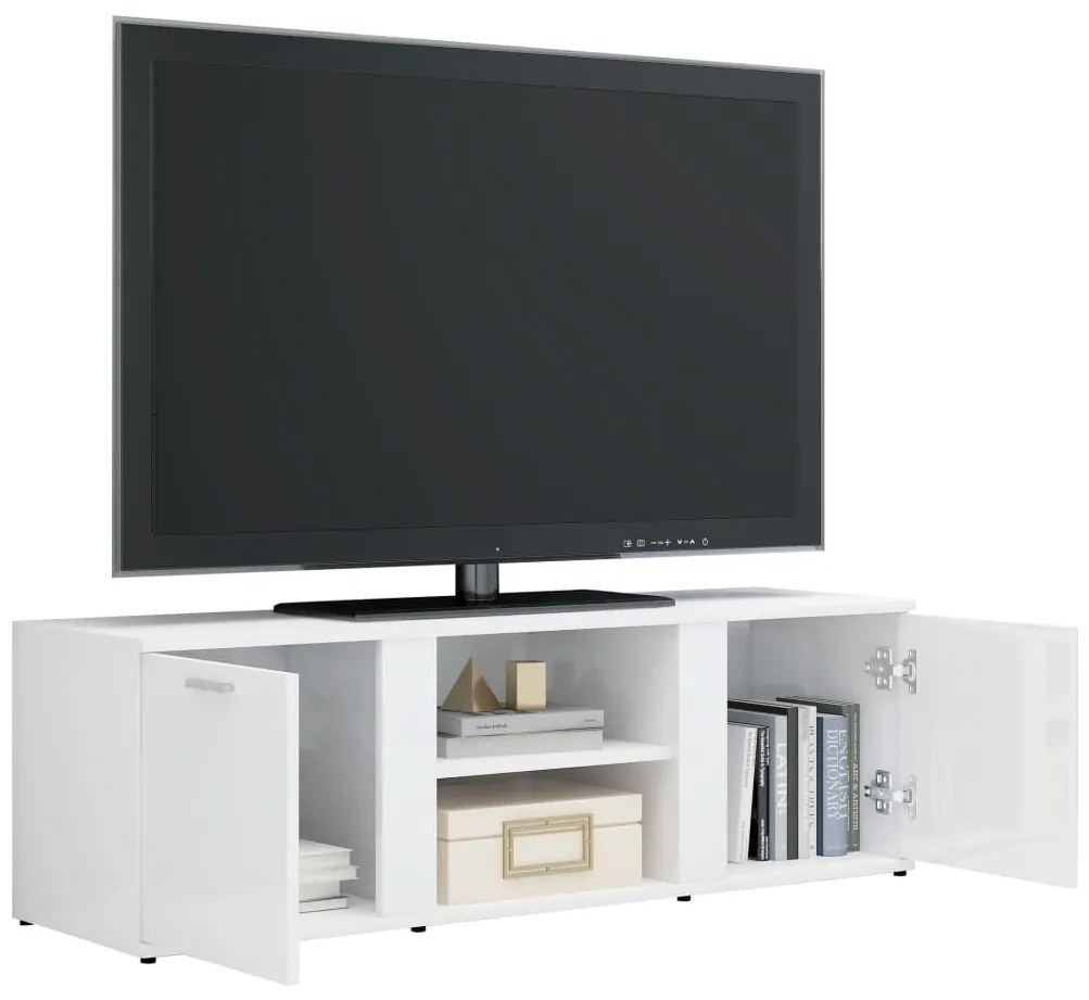 Móvel de TV Lokise de 120 cm - Branco Brilhante - Design Nórdico