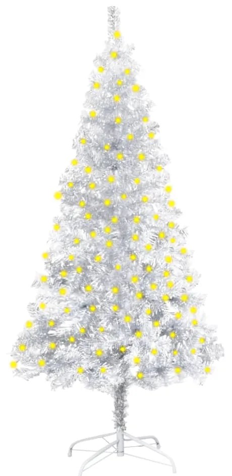 3077437 vidaXL Árvore Natal artificial c/ luzes LED/suporte 150cm PET prateado