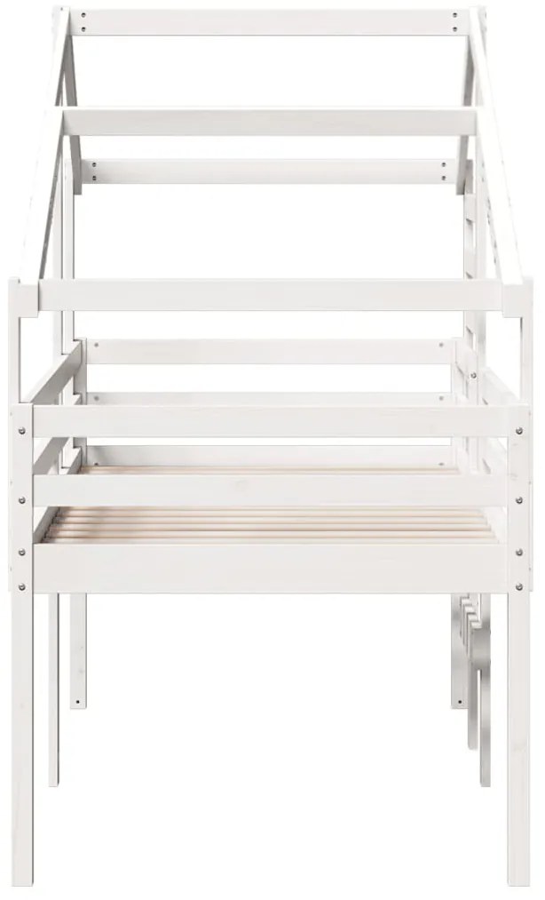 Cama alta com telhado 90x200 cm pinho maciço branco