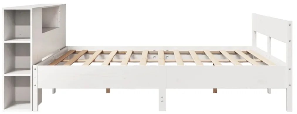 Cama com estante sem colchão 200x200 cm pinho maciço branco