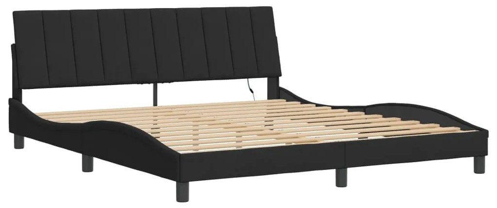 Estrutura de cama com luzes LED 180x200 cm veludo preto