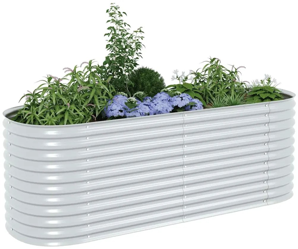 Canteiro elevado de jardim aço galvanizado 240x80x81cm prateado