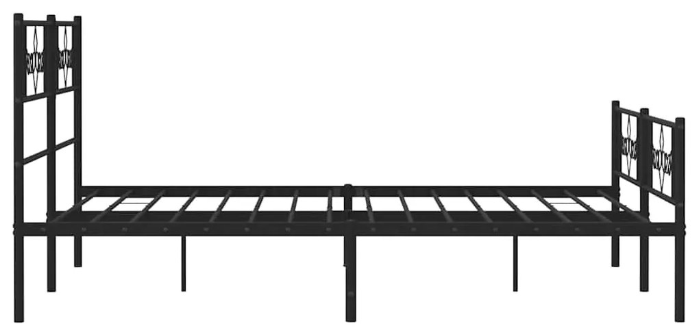 Estrutura de cama com cabeceira e pés 150x200 cm metal preto