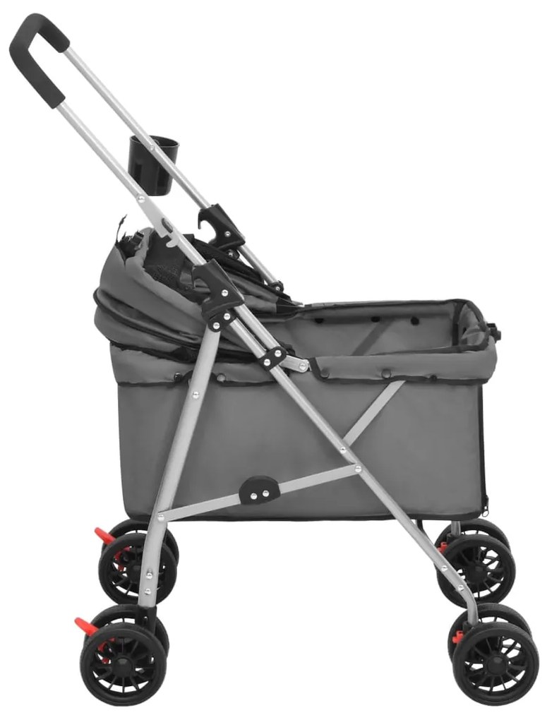 Carrinho dobrável para cães 76x50x100 cm tecido oxford cinzento
