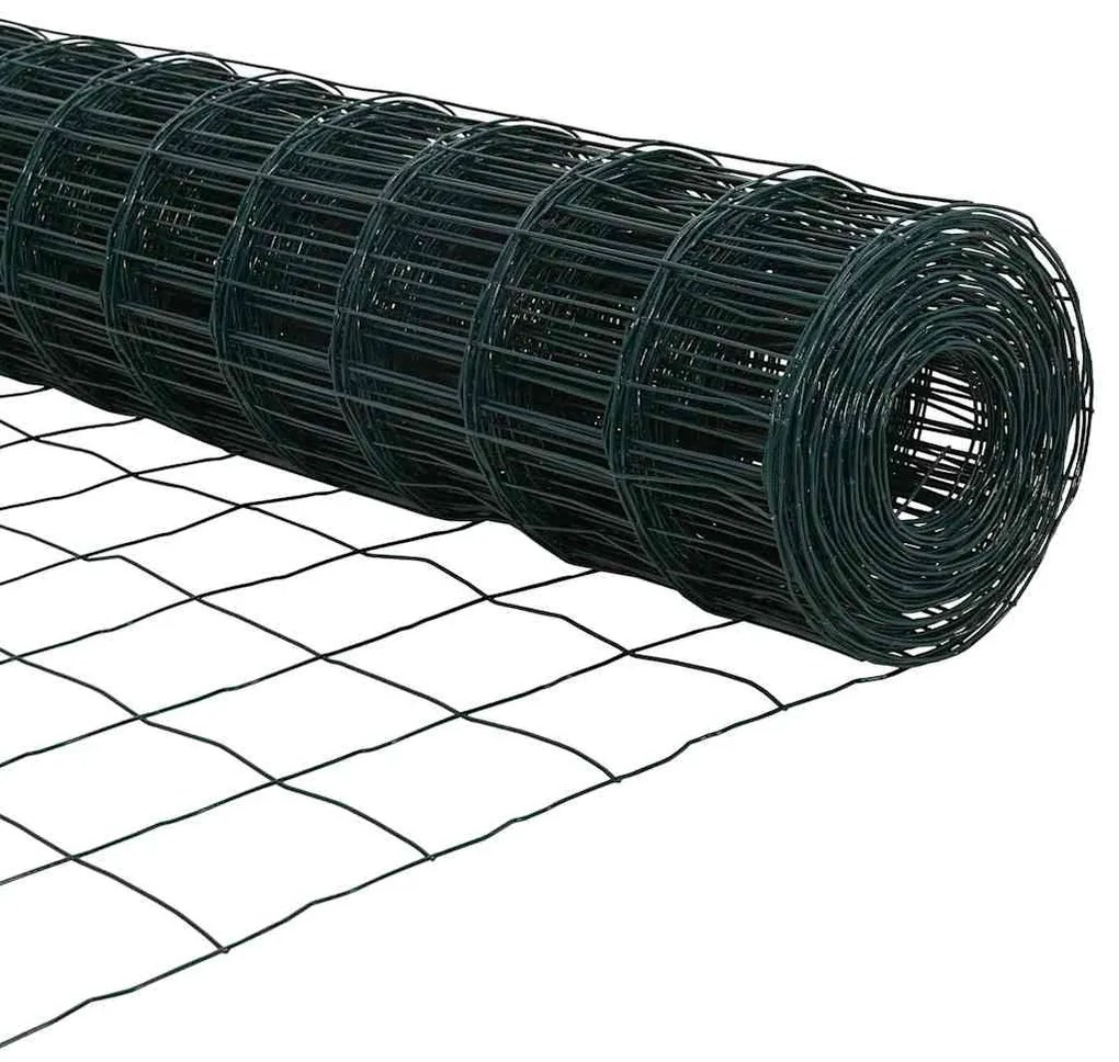 Cerca Euro com 7 postes 1,5x10 m em aço galvanizado verde