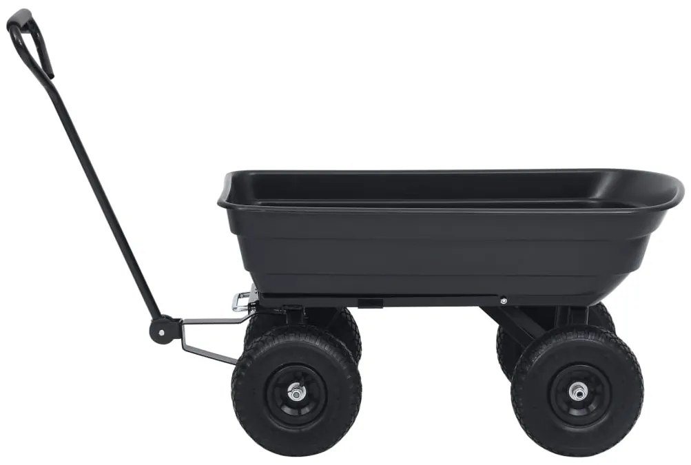 Carrinho de mão basculante para jardim 300 kg 75 L preto