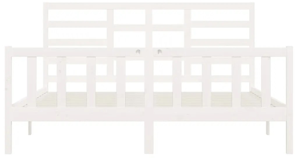 Cama sem colchão 200x200 cm madeira de pinho maciça branco