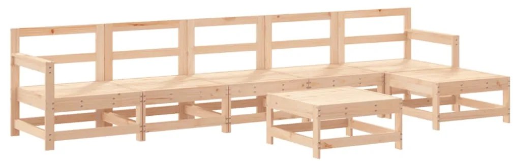 7 pcs conjunto lounge jardim c/ almofadões madeira maciça