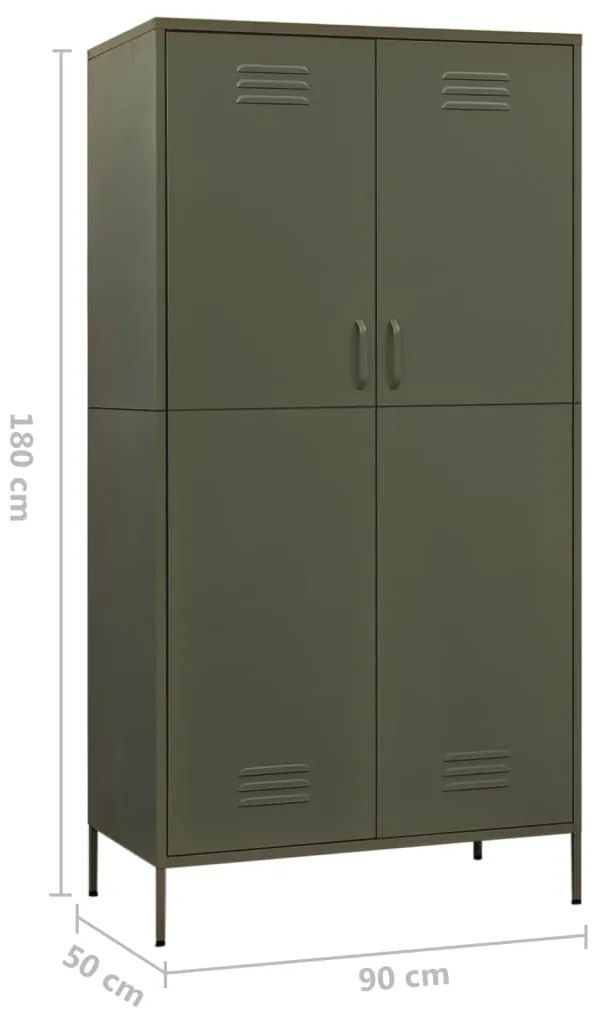Roupeiro 90x50x180 cm aço verde-azeitona
