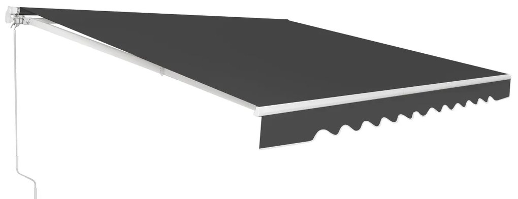 Toldo retrátil 3 x 2,5 m em alumínio com manivela e poliéster impermeável para exterior Cinzento