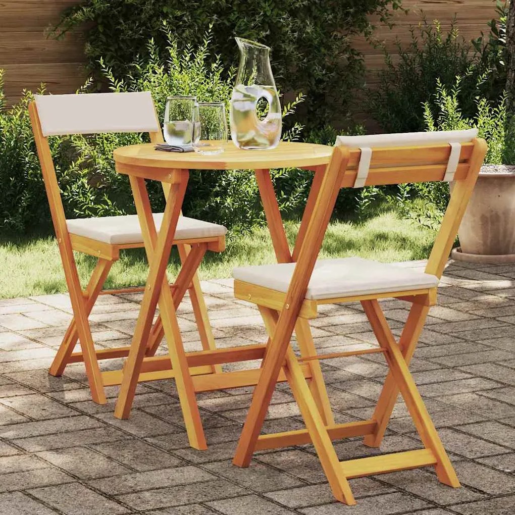 vidaXL Conjunto Bistro de Jardim com almofada 3 pcs Castanho