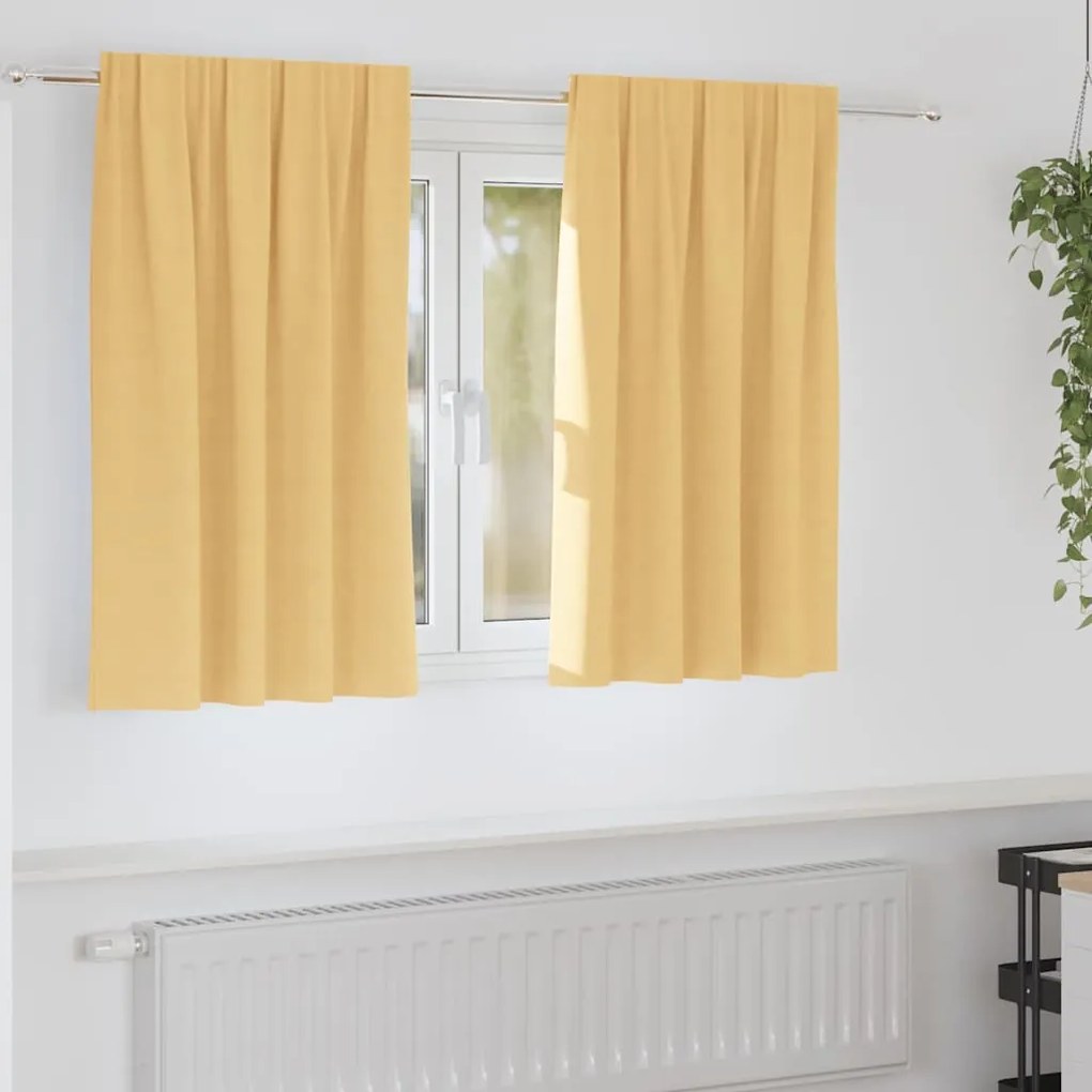 vidaXL Cortinas com cortinas 2 pcs Bege 140 x 140 cm Poliéster
